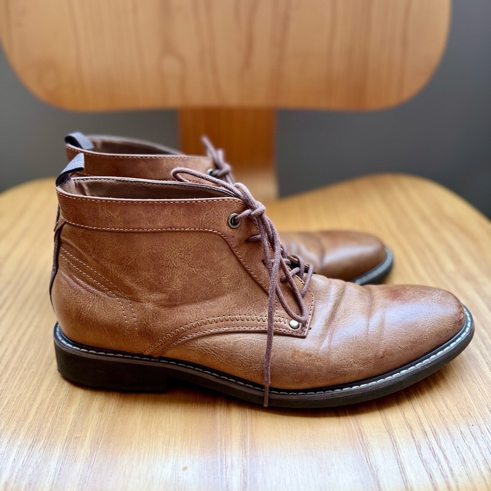 GUESS Brown Leather Lace Up Dress Oxford Boots Mens Size 10 EUC